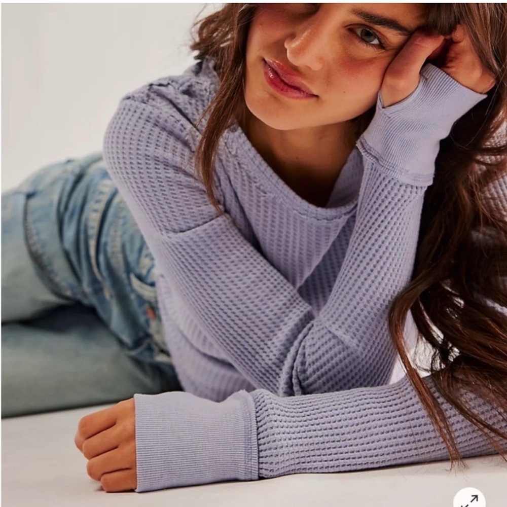 NWT Free People We The Free Roll With It Thermal Icelandic Blue - Picture 2 of 4
